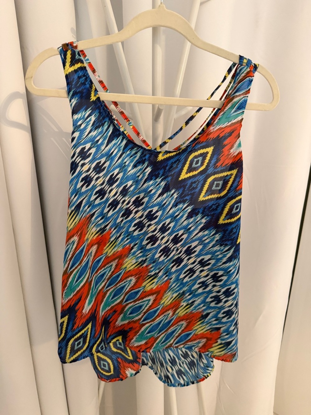 Soulmates Multicolor Ikat Print Tank Top - Blue/Red/Yellow